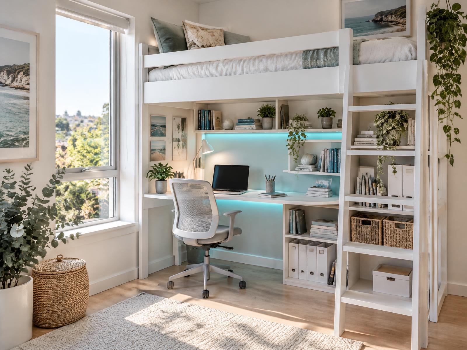 Loft bed with a study desk underneath