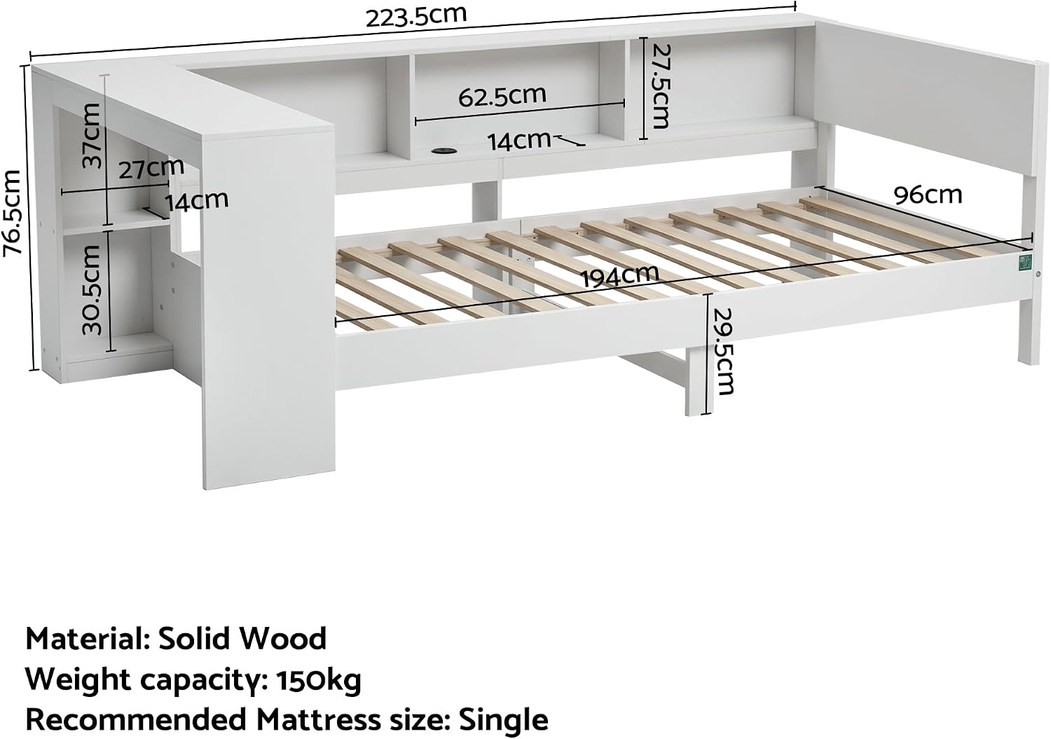 Corner Bed with Desk (White) photo 2